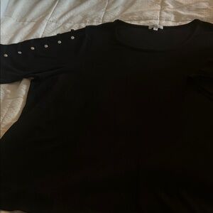 89th & Madison Black Top with Sleeve Details